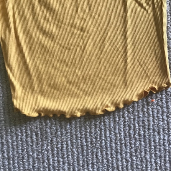 Tilly’s Mustard Yellow Butterfly Ribbed Tight Tee - Picture 3 of 5